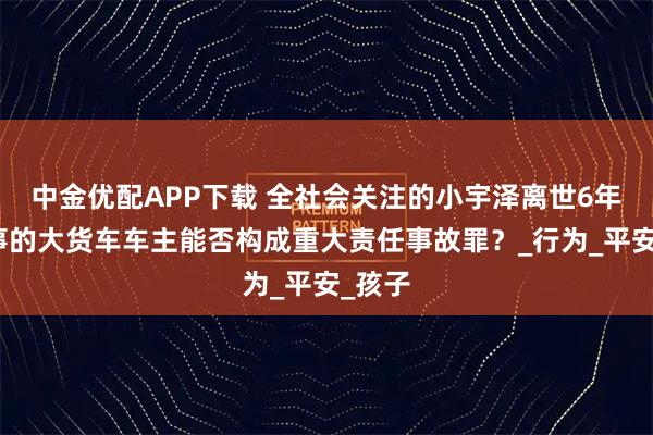 中金优配APP下载 全社会关注的小宇泽离世6年，肇事的大货车车主能否构成重大责任事故罪？_行为_平安_孩子